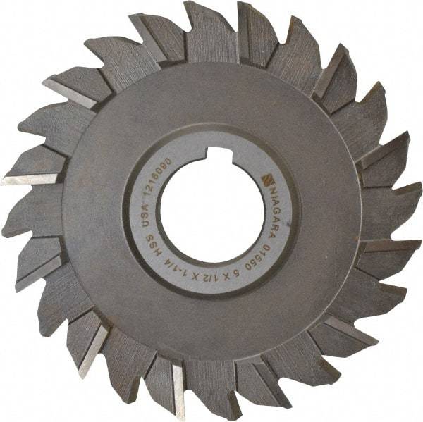 Keo - 5" Diam x 1/2" Width of Cut, 24 Teeth, High Speed Steel Side Milling Cutter - Staggered Teeth, Uncoated - Benchmark Tooling