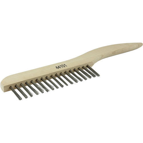 Hand Wire Scratch Brush, .012 Stainless Fill, Shoe Handle, 1 × 17 Rows - Benchmark Tooling