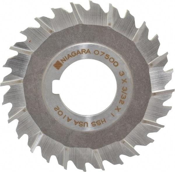 Keo - 3" Blade Diam x 3/32" Blade Thickness, 1" Hole, 28 Teeth, High Speed Steel Side Chip Saw - Staggered Tooth, Arbor Connection, Right Hand Cut, Uncoated - Benchmark Tooling