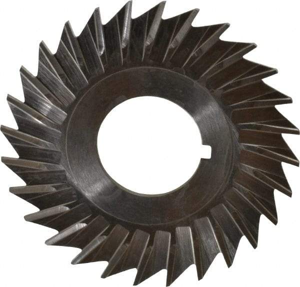 Keo - 2-1/2" Blade Diam x 1/16" Blade Thickness, 7/8" Hole, 28 Teeth, High Speed Steel Side Chip Saw - Straight Tooth, Arbor Connection, Right Hand Cut, Uncoated, with Keyway - Benchmark Tooling