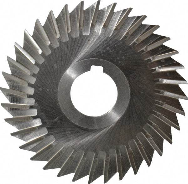 Keo - 4" Blade Diam x 1/16" Blade Thickness, 1" Hole, 36 Teeth, High Speed Steel Side Chip Saw - Straight Tooth, Arbor Connection, Right Hand Cut, Uncoated, with Keyway - Benchmark Tooling