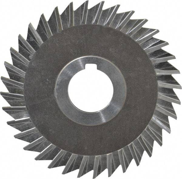 Keo - 4" Blade Diam x 1/8" Blade Thickness, 1" Hole, 36 Teeth, High Speed Steel Side Chip Saw - Straight Tooth, Arbor Connection, Right Hand Cut, Uncoated, with Keyway - Benchmark Tooling