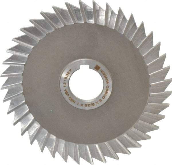 Keo - 5" Blade Diam x 5/32" Blade Thickness, 1" Hole, 40 Teeth, High Speed Steel Side Chip Saw - Straight Tooth, Arbor Connection, Right Hand Cut, Uncoated, with Keyway - Benchmark Tooling