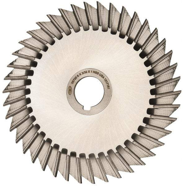 Keo - 6" Blade Diam x 3/32" Blade Thickness, 1" Hole, 42 Teeth, High Speed Steel Side Chip Saw - Straight Tooth, Arbor Connection, Right Hand Cut, Uncoated, with Keyway - Benchmark Tooling