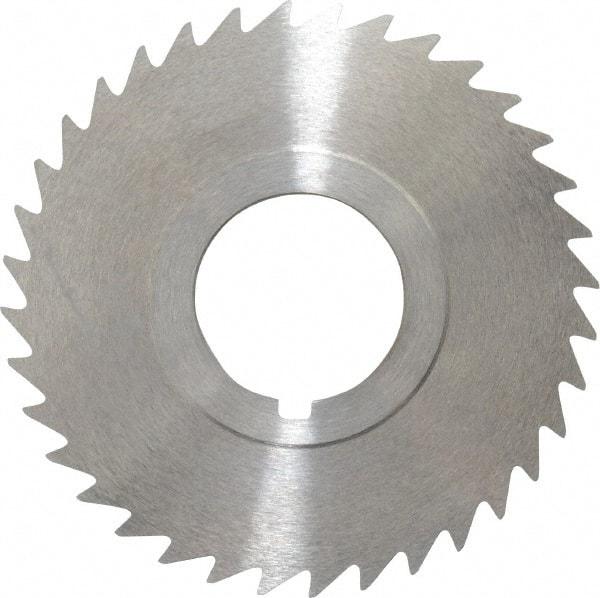 Keo - 2-1/2" Diam x 3/64" Blade Thickness x 7/8" Arbor Hole Diam, 36 Tooth Slitting and Slotting Saw - Arbor Connection, Right Hand, Uncoated, High Speed Steel, 10° Rake, Concave Ground - Benchmark Tooling