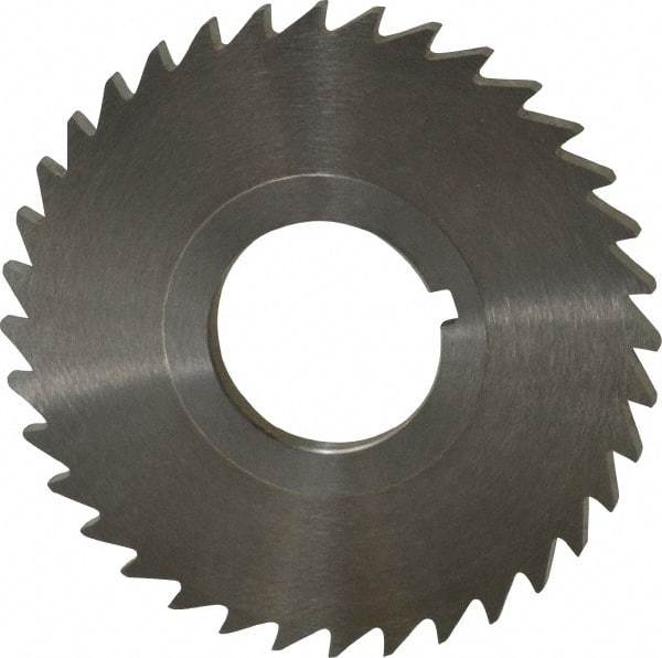 Keo - 2-1/2" Diam x 1/8" Blade Thickness x 7/8" Arbor Hole Diam, 36 Tooth Slitting and Slotting Saw - Arbor Connection, Right Hand, Uncoated, High Speed Steel, 10° Rake, Concave Ground - Benchmark Tooling