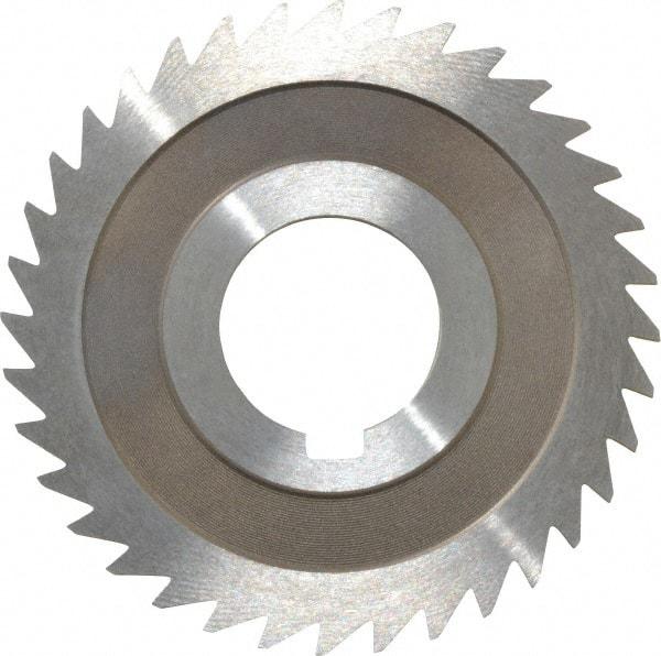 Keo - 3" Diam x 3/32" Blade Thickness x 1" Arbor Hole Diam, 36 Tooth Slitting and Slotting Saw - Arbor Connection, Right Hand, Uncoated, High Speed Steel, 10° Rake, Concave Ground - Benchmark Tooling