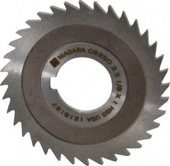 Keo - 3" Diam x 1/8" Blade Thickness x 1" Arbor Hole Diam, 36 Tooth Slitting and Slotting Saw - Arbor Connection, Right Hand, Uncoated, High Speed Steel, 10° Rake, Concave Ground - Benchmark Tooling