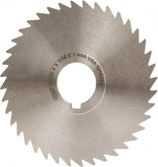 Keo - 4" Diam x 1/16" Blade Thickness x 1" Arbor Hole Diam, 40 Tooth Slitting and Slotting Saw - Arbor Connection, Right Hand, Uncoated, High Speed Steel, Concave Ground, Contains Keyway - Benchmark Tooling