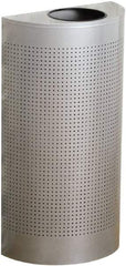 Rubbermaid - 12 Gal Silver Half-Round Decorative Waste Receptacle With Top - Steel, 32" High x 18" Wide - Benchmark Tooling