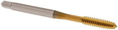OSG - #6-32 UNC 3B 3 Flute TiN Finish High Speed Steel Straight Flute Standard Hand Tap - Plug, Right Hand Thread, 2" OAL, 11/16" Thread Length, H2 Limit, Oversize - Exact Industrial Supply