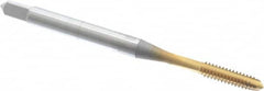 OSG - #4-40 UNC 2B 3 Flute TiN Finish High Speed Steel Straight Flute Standard Hand Tap - Plug, Right Hand Thread, 1-7/8" OAL, 9/16" Thread Length, H2 Limit, Oversize - Exact Industrial Supply