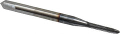 OSG - #2-56 UNC 2B 3 Flute TiCN Finish High Speed Steel Straight Flute Standard Hand Tap - Plug, Right Hand Thread, 1-3/4" OAL, 7/16" Thread Length, H2 Limit, Oversize - Exact Industrial Supply
