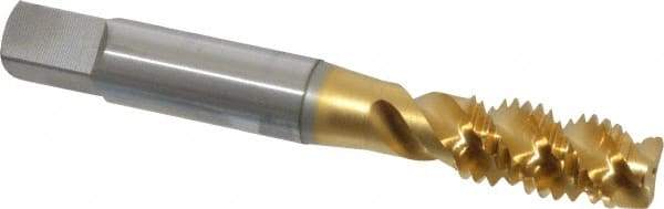 OSG - M10x1.50 Metric Coarse 3 Flute 6H Plug Spiral Flute Tap - High Speed Steel, TiN Finish, 2-15/16" OAL, Right Hand Flute, Right Hand Thread, D6, Series 143 - Benchmark Tooling