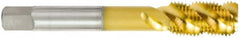 OSG - 7/16-20 UNF 3 Flute Bottoming Spiral Flute Tap - High Speed Steel, TiN Finish, 3-5/32" OAL, Right Hand Flute, Right Hand Thread, H3, Series 107 - Benchmark Tooling