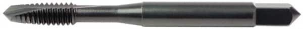 OSG - #1-72 UNF, 2 Flute, Bright Finish, High Speed Steel Spiral Point Tap - Bottoming Chamfer, Right Hand Thread, 1-11/16" OAL, 3/8" Thread Length, 0.141" Shank Diam, 3B Class of Fit, Series 105B - Exact Industrial Supply
