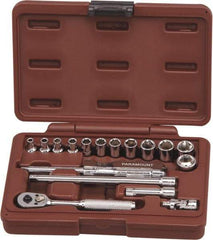 Paramount - 17 Piece 1/4" Drive Chrome Finish Socket Set - 6 Points, 4mm to 14mm Range, Metric Measurement Standard - Benchmark Tooling