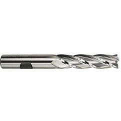 7/16 Dia. x 3-3/4 Overall Length 4-Flute Square End High Speed Steel SE End Mill-Round Shank-Center Cut-Uncoated - Benchmark Tooling