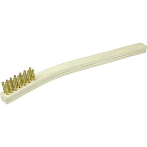 Small Hand Wire Scratch Brush, Brass Fill, Wood Block, 3 × 7 Rows - Benchmark Tooling