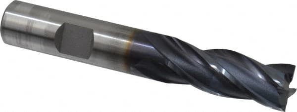 OSG - 1/2", 1-1/4" LOC, 1/2" Shank Diam, 3-1/4" OAL, 4 Flute, Cobalt Square End Mill - Single End, TiAlN Finish, Spiral Flute, 30° Helix, Centercutting, Right Hand Cut, Right Hand Flute, Series 541 - Benchmark Tooling