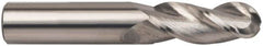 Accupro - 1" Diam, 2" LOC, 3 Flute Solid Carbide Ball End Mill - Uncoated, Single End, 4" OAL, 1" Shank Diam, Spiral Flute - Benchmark Tooling