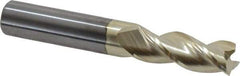 Accupro - 3/8", 1" LOC, 3/8" Shank Diam, 2-1/2" OAL, 3 Flute, Solid Carbide Square End Mill - Single End, ZrN Finish, Spiral Flute, 37° Helix, Centercutting, Right Hand Cut, Right Hand Flute - Benchmark Tooling