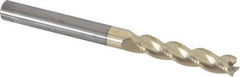 Accupro - 1/4", 1-1/4" LOC, 1/4" Shank Diam, 3" OAL, 3 Flute, Solid Carbide Square End Mill - Single End, ZrN Finish, Spiral Flute, 37° Helix, Centercutting, Right Hand Cut, Right Hand Flute - Benchmark Tooling