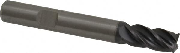 Kennametal - 4 Flute Solid Carbide Roughing & Finishing Corner Chamfer End Mill - AlTiN Finish, Weldon Shank, 38° Helix, Centercutting - Benchmark Tooling