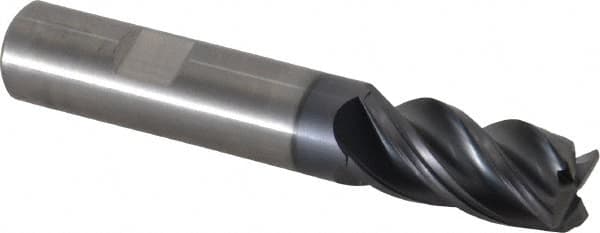 Kennametal - 4 Flute Solid Carbide Roughing & Finishing Corner Chamfer End Mill - AlTiN Finish, Weldon Shank, 38° Helix, Centercutting - Benchmark Tooling