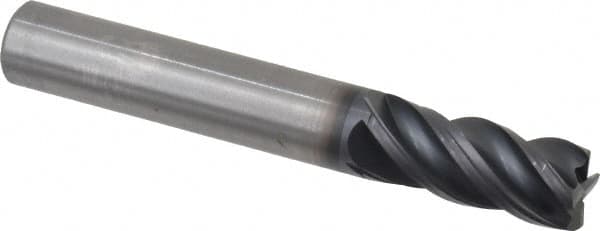 Kennametal - 4 Flute Solid Carbide Roughing & Finishing Corner Chamfer End Mill - AlTiN Finish, Straight Shank, 38° Helix, Centercutting - Benchmark Tooling