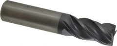 Kennametal - 4 Flute Solid Carbide Roughing & Finishing Corner Chamfer End Mill - AlTiN Finish, Straight Shank, 38° Helix, Centercutting - Benchmark Tooling