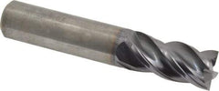 Kennametal - 5/8", 1-1/4" LOC, 5/8" Shank Diam, 3-1/2" OAL, 4 Flute, Solid Carbide Square End Mill - Single End, AlTiN Finish, Spiral Flute, 38° Helix, Centercutting, Right Hand Cut, Right Hand Flute, Series HPHV - Benchmark Tooling