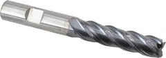 Kennametal - 1/2", 2" LOC, 1/2" Shank Diam, 4" OAL, 4 Flute, Solid Carbide Square End Mill - Single End, AlTiN Finish, Spiral Flute, 38° Helix, Centercutting, Right Hand Cut, Right Hand Flute, Series HPHV - Benchmark Tooling