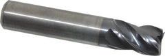 Kennametal - 3/8", 1/2" LOC, 3/8" Shank Diam, 2" OAL, 4 Flute, Solid Carbide Square End Mill - Single End, AlTiN Finish, Spiral Flute, 38° Helix, Centercutting, Right Hand Cut, Right Hand Flute, Series HPHV - Benchmark Tooling