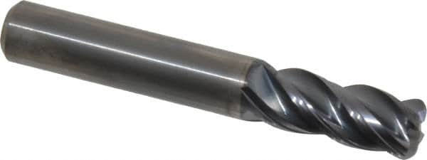 Kennametal - 3/8", 4 Flute, Solid Carbide, 0.09" Corner Radius End Mill - 2-1/2" OAL, 7/8" LOC - Benchmark Tooling