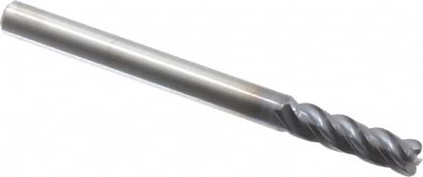 Kennametal - 3/16", 4 Flute, Solid Carbide, 0.03" Corner Radius End Mill - 2-1/4" OAL, 5/8" LOC - Benchmark Tooling