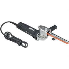 Dynabrade - 1/4 to 3/4 x 18 to 24 Inch, 11,000 RPM Electric Belt Sander - 120 Volts, 6 Amps, 2,356 FPM Speed - Benchmark Tooling