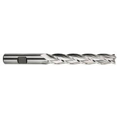 1 Dia. x 8-1/2 Overall Length 4-Flute Square End High Speed Steel SE End Mill-Round Shank-Center Cutting -TiN - Benchmark Tooling