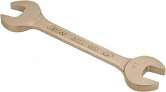 Ampco - 1-1/8" x 1-5/16" Nonsparking Open End Wrench - 12-1/4" OAL, Double End, Plain Finish, 15° Head Angle - Benchmark Tooling