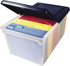 Innovative Storage Designs - 1 Compartment, 23-1/4 Inch Wide x 14-1/4 Inch Deep x 10-5/8 Inch High, Portable File Box - Plastic, Clear and Navy - Benchmark Tooling