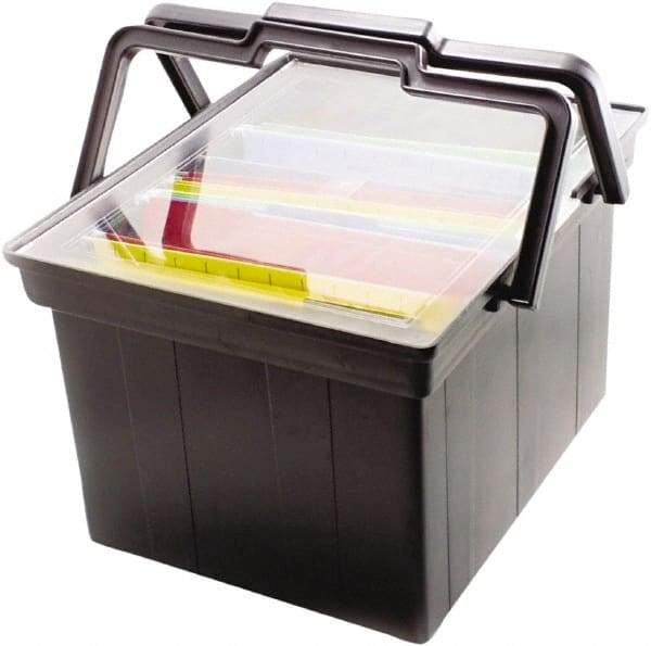 ADVANTUS - 1 Compartment, 17 Inch Wide x 14 Inch Deep x 10-7/8 Inch High, Portable File Box - Plastic, Black - Benchmark Tooling