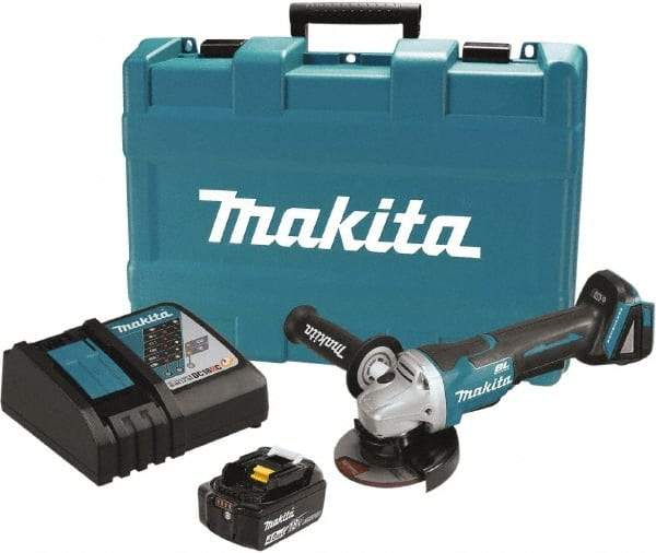 Makita - 4-1/2" Wheel Diam, 8,500 RPM, Cordless Cutoff & Cutoff-Grinder Tool - Straight Handle, Battery Included - Benchmark Tooling