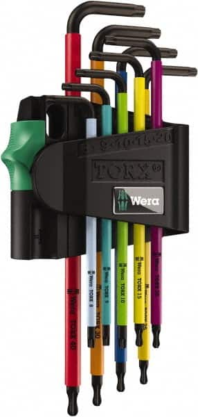 Wera - 9 Piece T8 to T30 Color Coded Torx Key Set - Benchmark Tooling