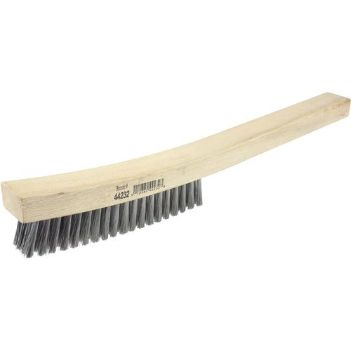 Plater's Brush, Stainless Steel Fill, 4 × 19 Rows, Curved Handle - Benchmark Tooling