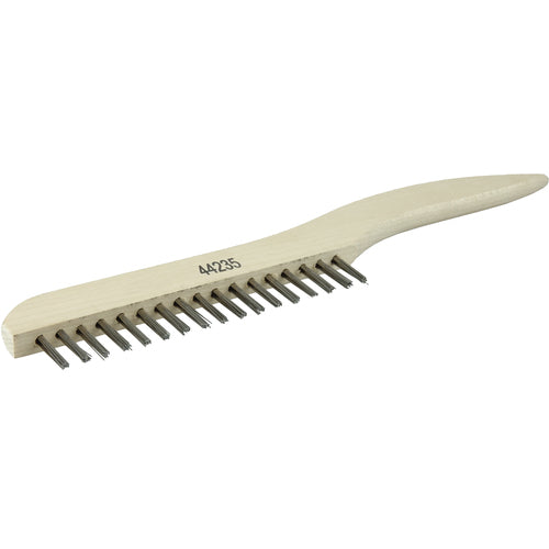 Hand Wire Scratch Brush, .012 Stainless Fill, Shoe Handle, 1 × 17 Rows - Benchmark Tooling