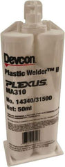 Plexus - 50 mL Cartridge Two Part Acrylic Adhesive - 15 to 18 min Working Time, 60°F to 95°F, 4,500 psi Shear Strength - Benchmark Tooling