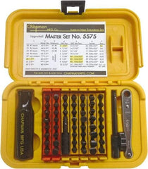 Chapman - 56 Piece, Screwdriver 1/4" Bit Ratchet Bit Set - #1 to #4 Phillips, 0.05 to 5/16" Hex, T6 to T30 Torx - Benchmark Tooling