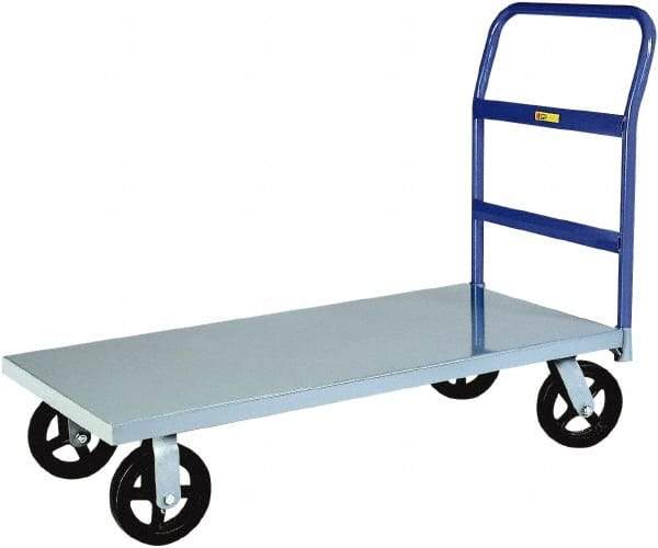 Little Giant - 2,400 Lb Capacity Steel Platform Truck - Steel Deck, 30" OAW, 72" Platform Length x 11" Platform Height, Mold-On Rubber Casters - Benchmark Tooling