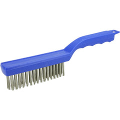 Hand Wire Scratch Brush, .012 Stainless Steel Fill, 4 × 16 Rows, Plastic Block - Benchmark Tooling