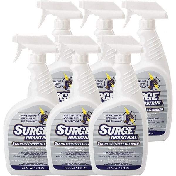 Surge Industrial - 32 fl oz Liquid Stainless Steel Cleaner - Unscented, Spray Bottle Container - Benchmark Tooling